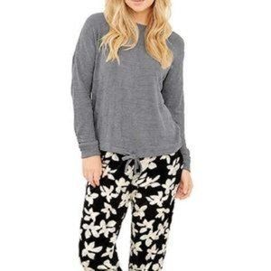 Three Dots Charcoal Velour Knit Tie Sweater XXL